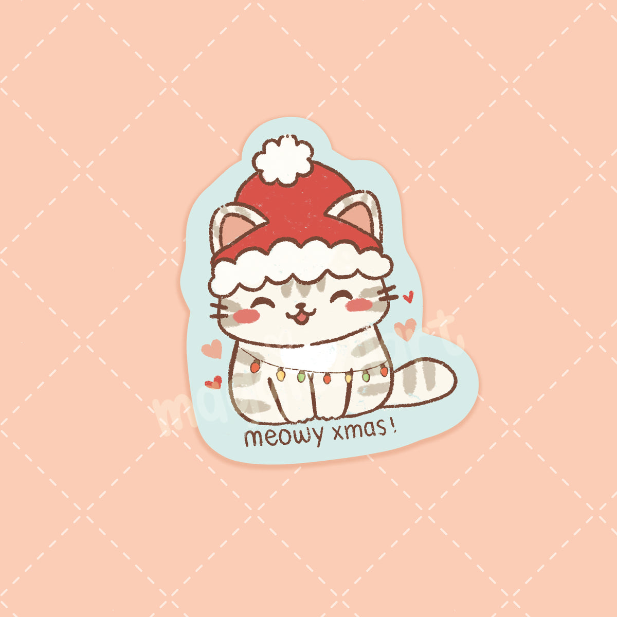 Meowy Christmas die cut sticker