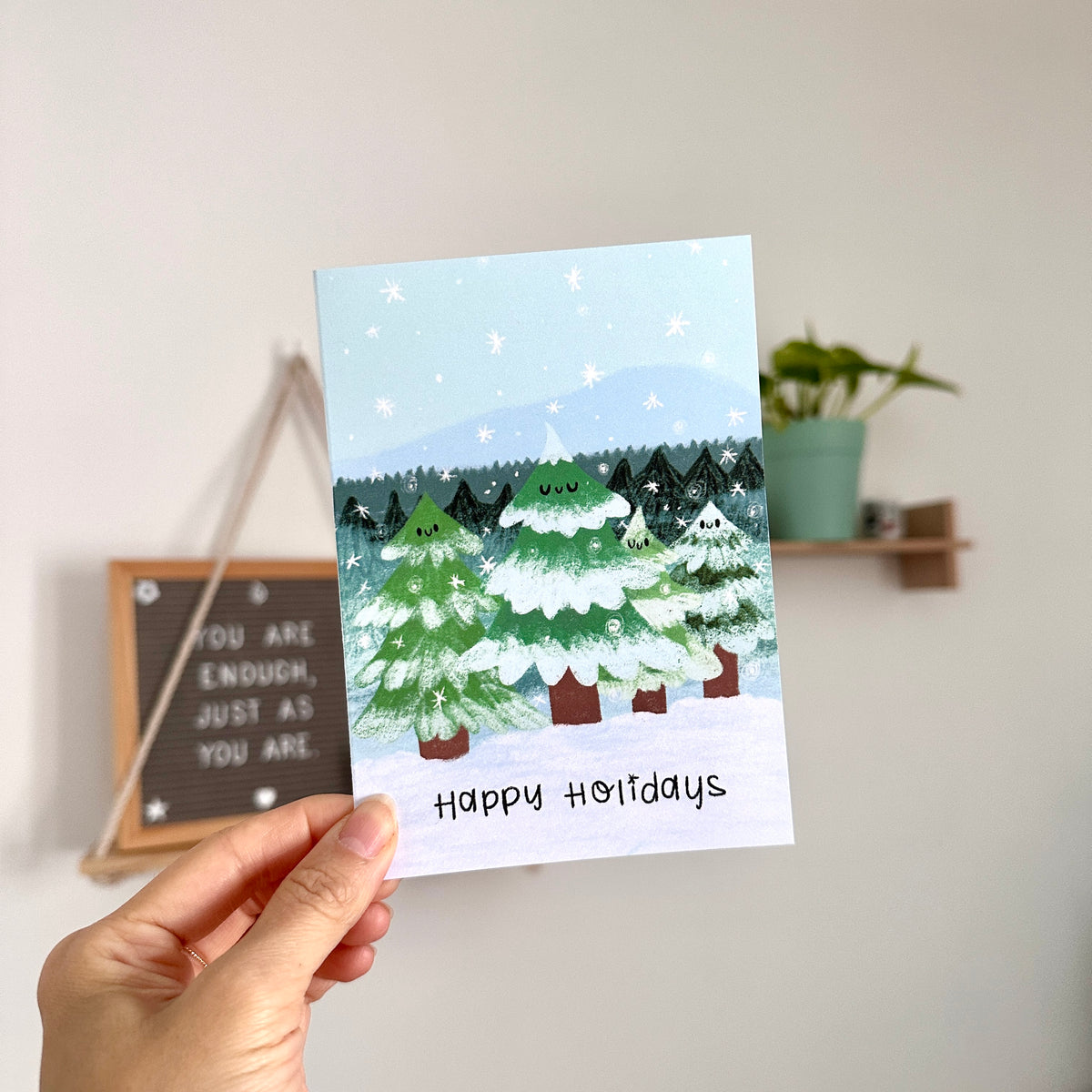 Snowy trees holiday card