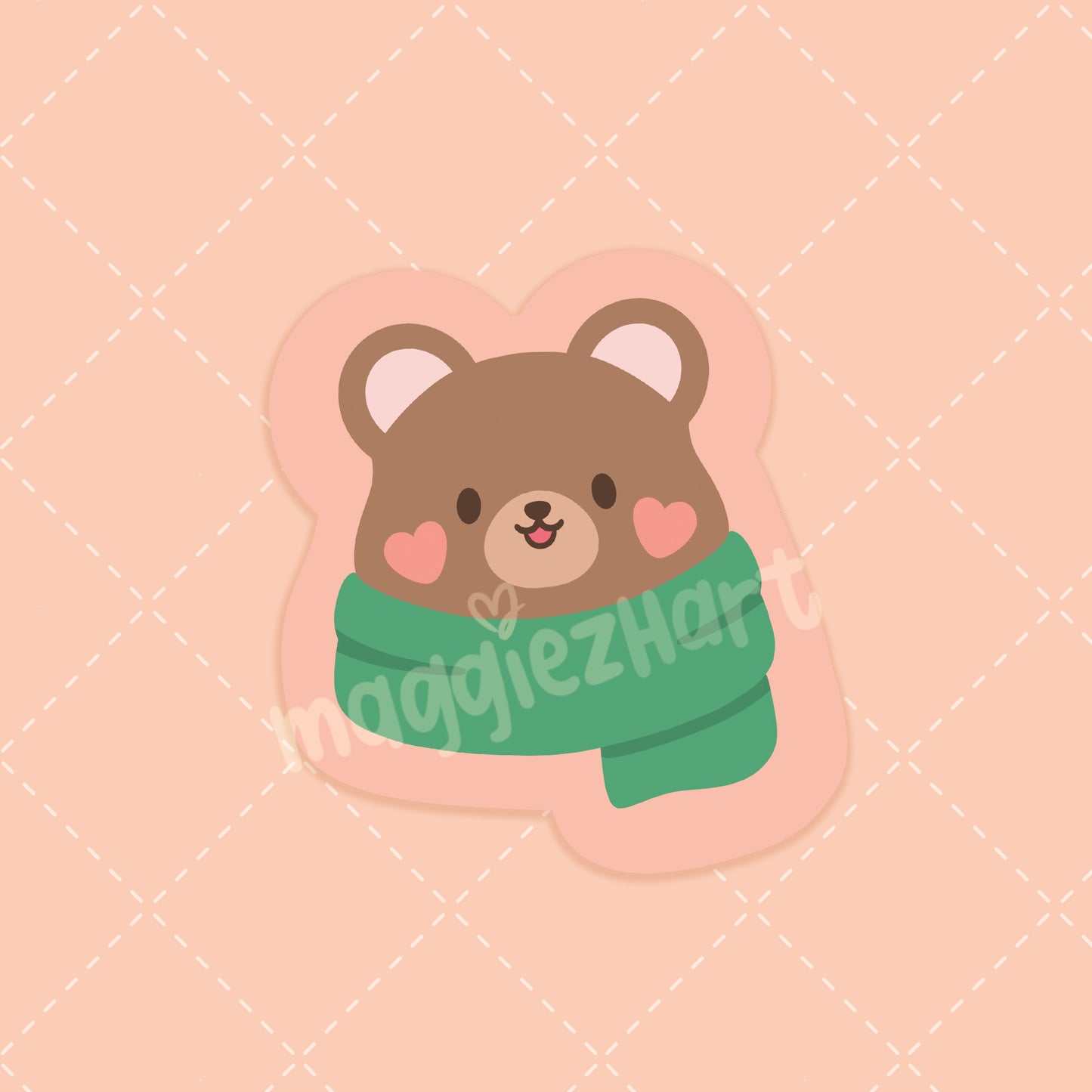 Brown bear die cut sticker