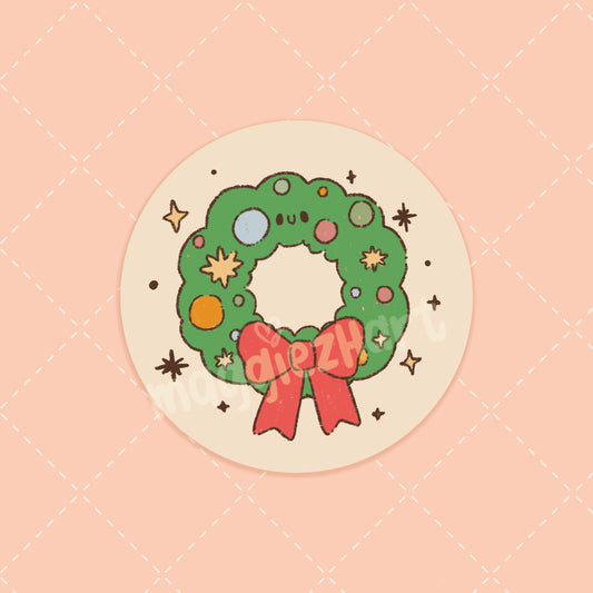 Holiday wreath die cut sticker